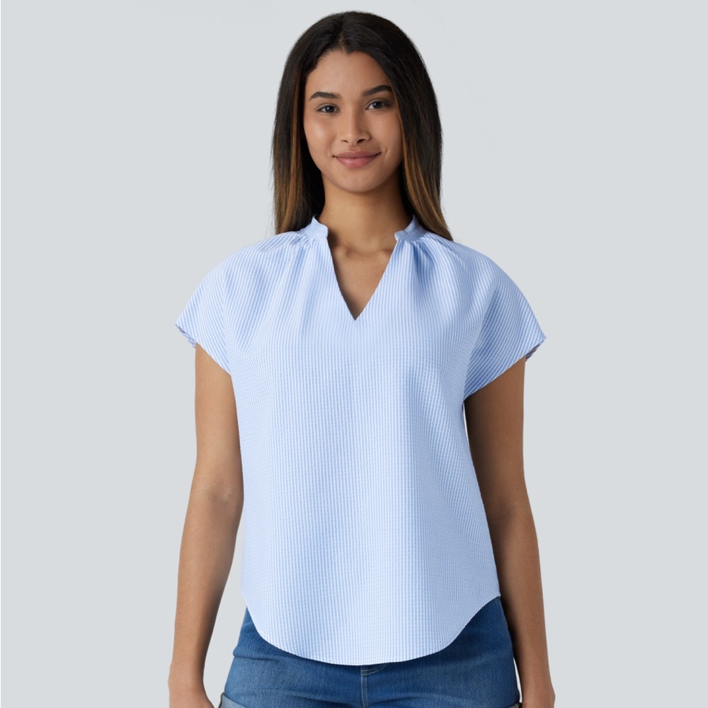NWT Halara blue stripe blouse
